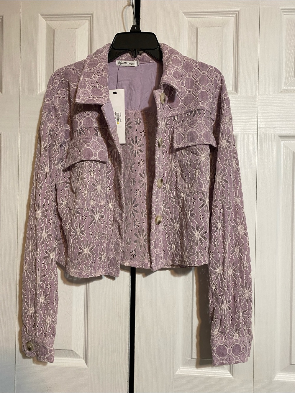 PRETTY Style Me DesiNWT cotton blend lavendar lace cropped jacket coat LARGE